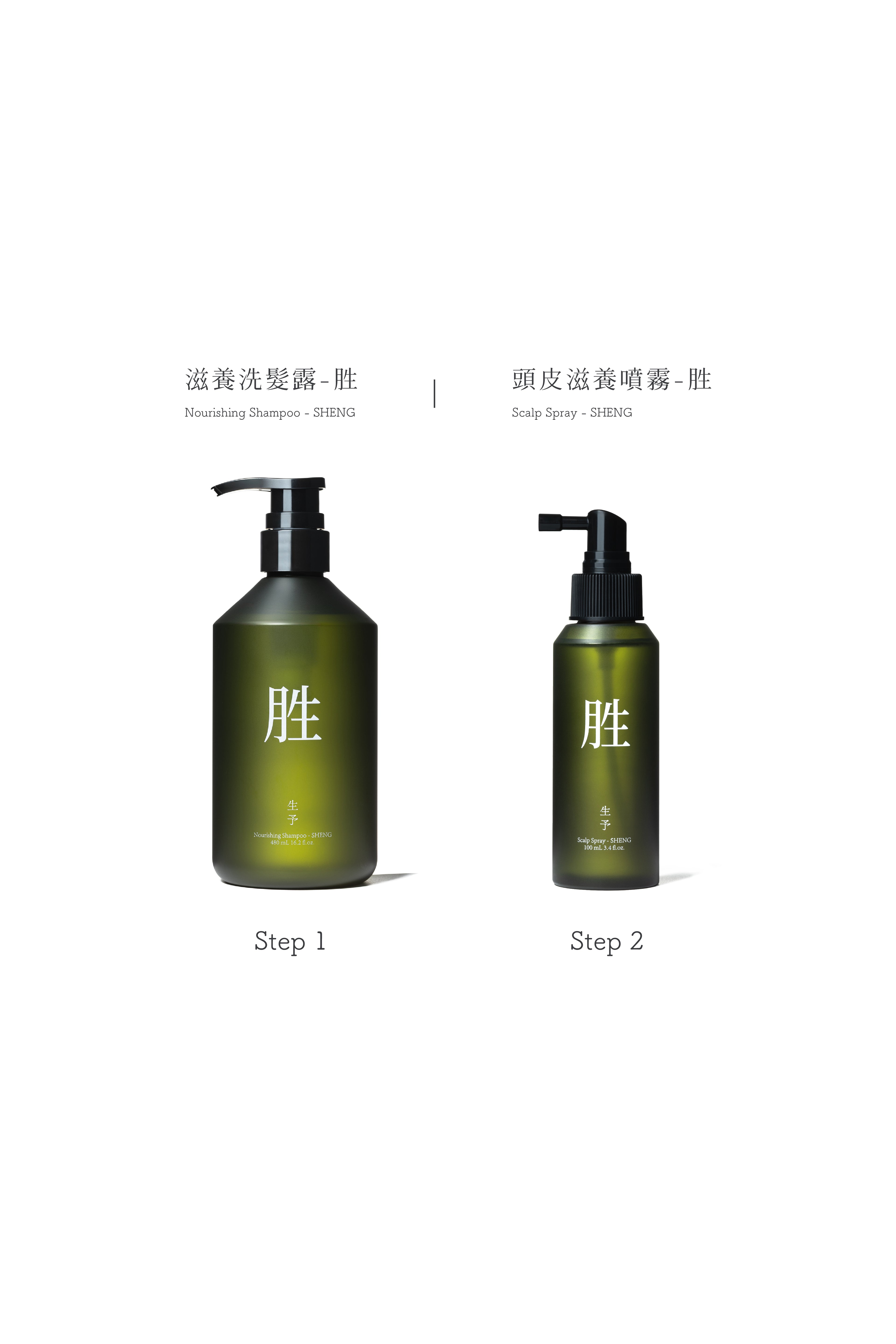 生予胜系列，組合頭皮養護產品情境圖